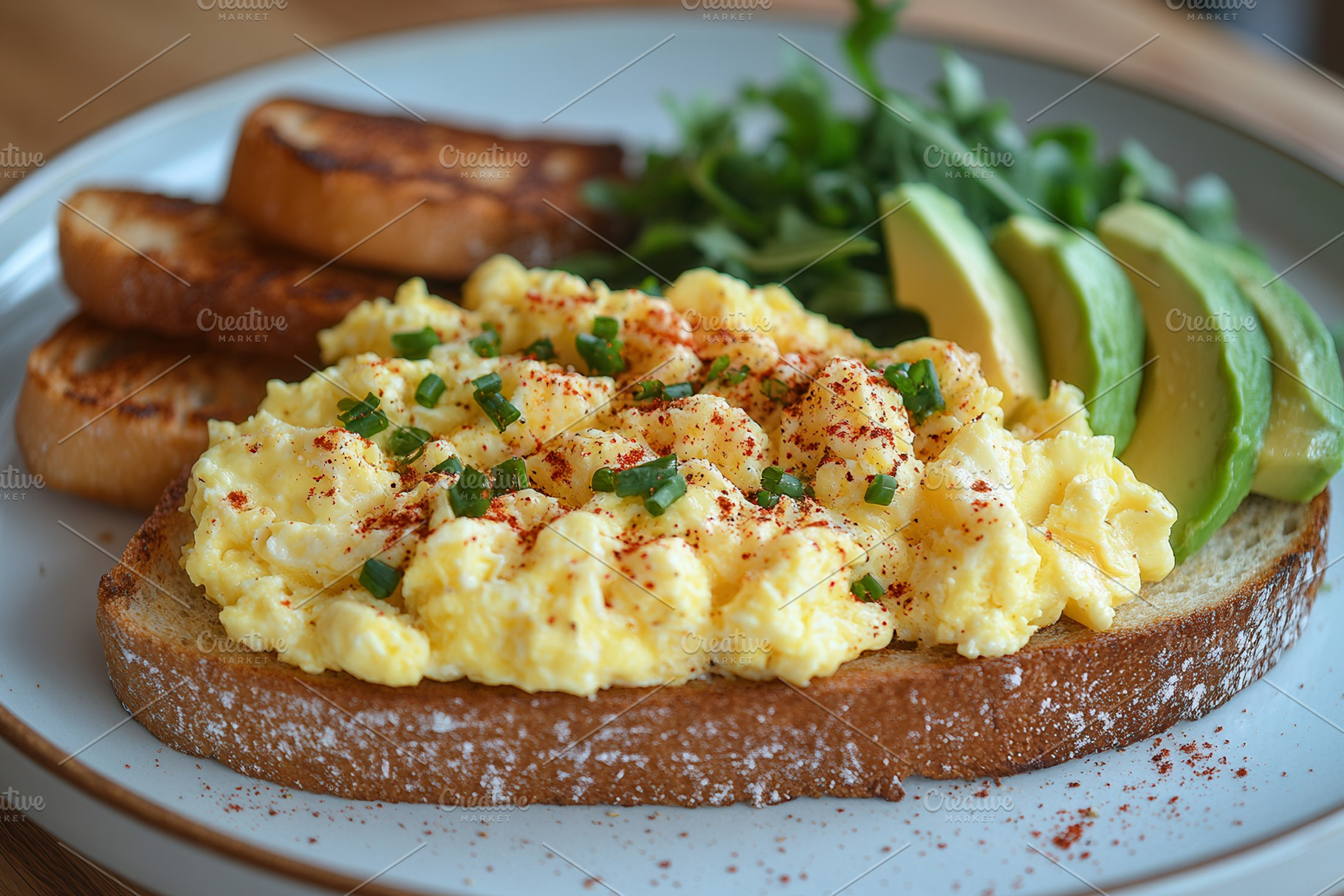 Scrumptious breakfast platter featur, a Photo by Tanuart