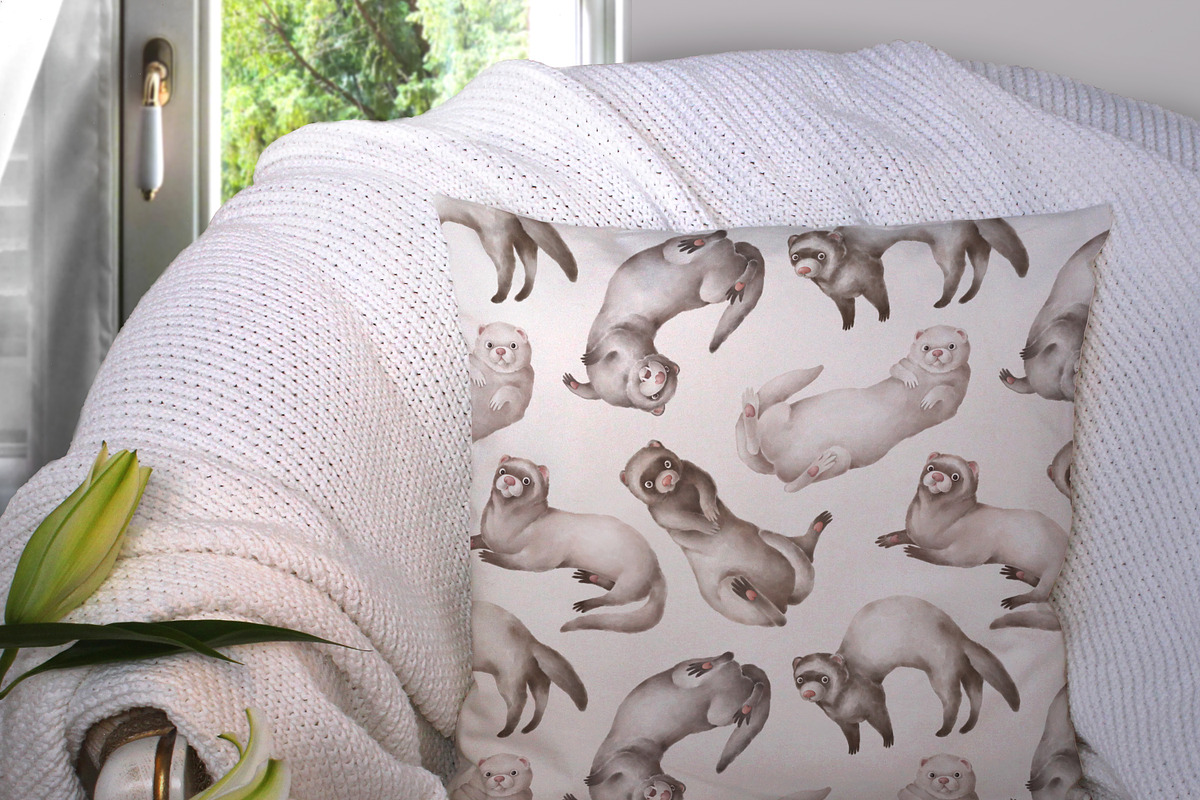 Cute Ferrets+patterns, an Animal Illustration by TheCuteShop (Photo 8 of 8)