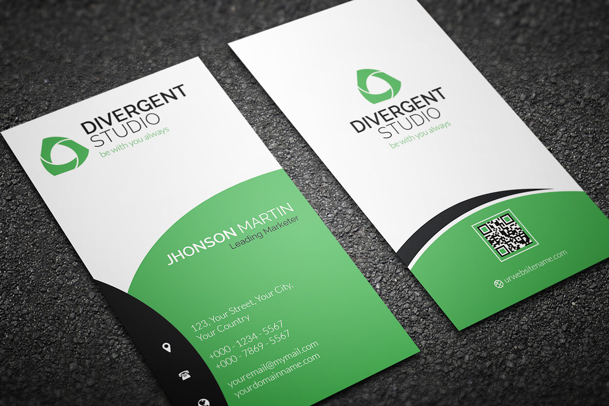 Simple Vertical Business Card, a Business Card Template by Divergent Studio (Photo 3 of 5)