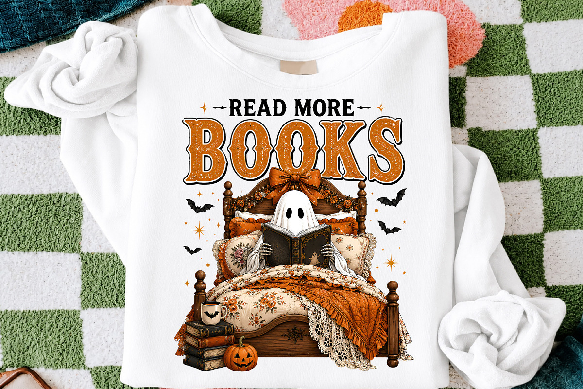 Ghost Reading Book Halloween PNG, a Seasonal Illustration by Libby Wishes (Photo 3 of 3)