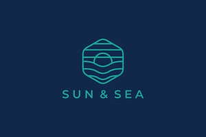 Sun and Sea Geometric Monoline Logo, a Branding & Logo Template by yopie