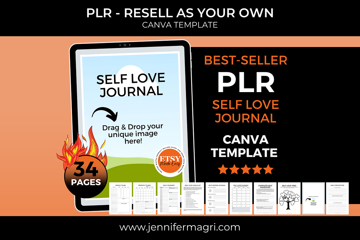 Self-Love Journal with PLR License, a Templates & Theme by Jennifer Magri Templates (Photo 1 of 8)