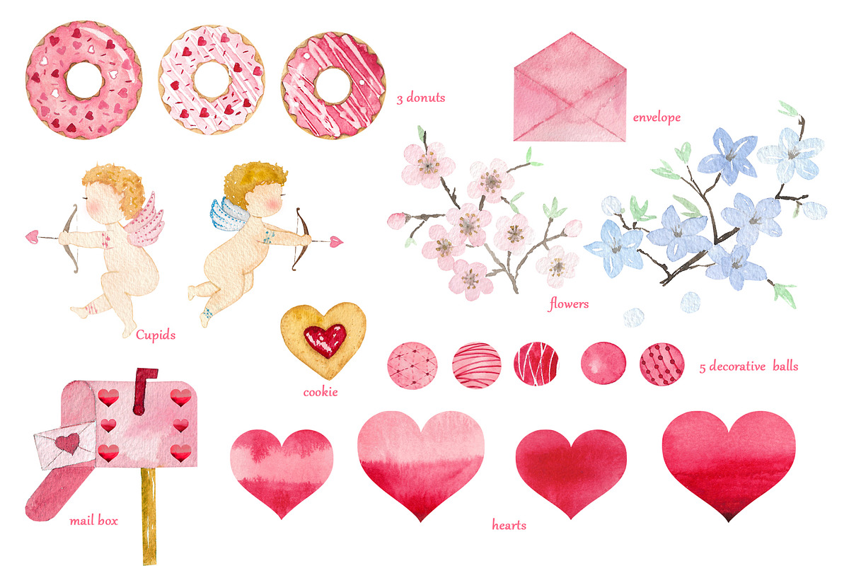 Pink Valentine's Day set, an Illustration by Pretty light (Photo 2 of 4)
