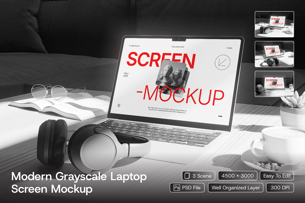 Laptop Screen Mockup, a Wearable Device Mockup by herutage (Photo 1 of 4)