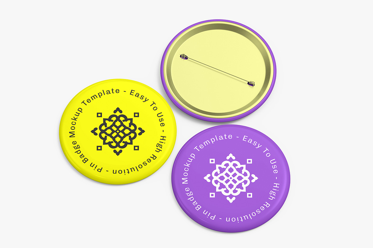 Pin Badge Mockup Template, an Advertising Mockup by graphypix (Photo 1 of 4)