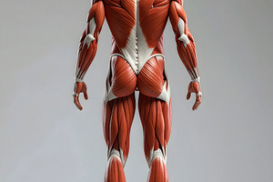 Anatomical back view of human muscular system for medical study, a Health & Medical Photo by GoodGoods