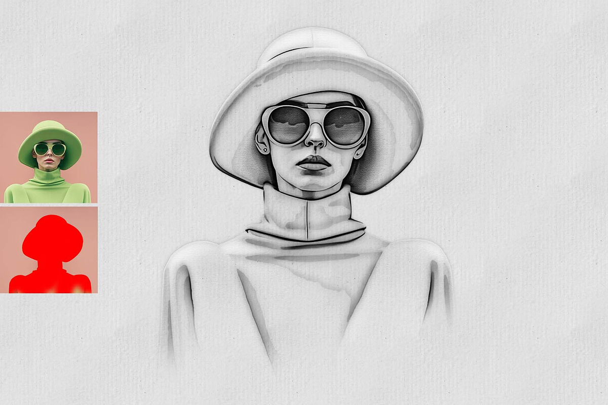 Line Art Sketch Photoshop Action, an Action Add-On by MRI STUDIO (Photo 2 of 13)