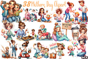 Funny Mothers Day Clipart, an Illustration by DreamCafeArt
