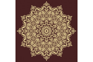 Floral Vector Pattern. Orient Golden, a Decorative Illustration by FineArtStudio