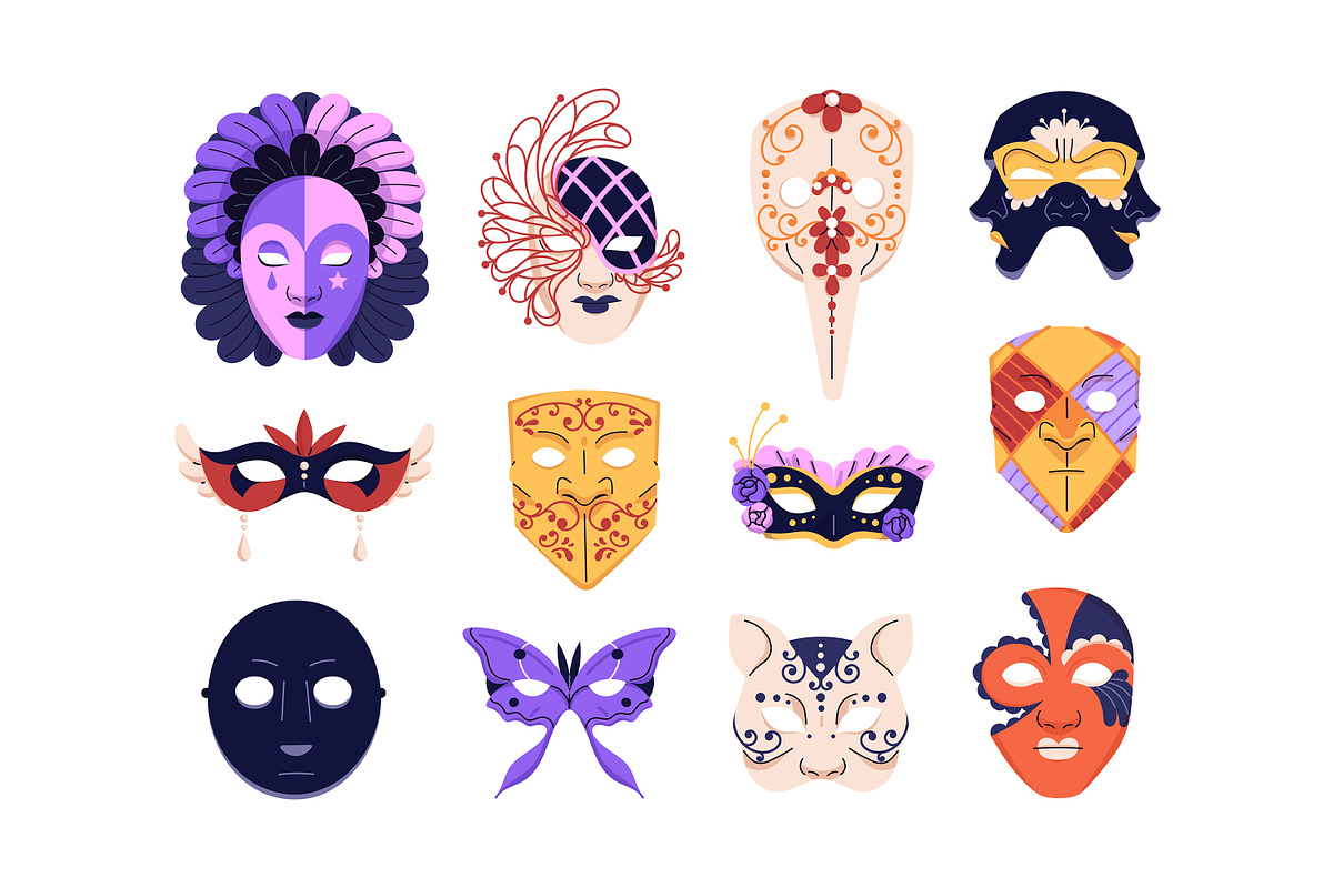 Venetian masquerade, carnival masks, an Object Illustration by PaperTrident (Photo 1 of 3)