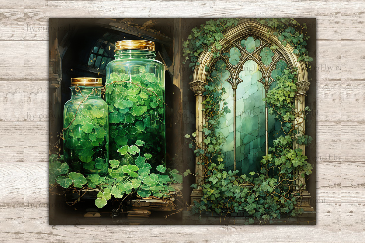 St Patricks Day Junk Journal Pages, a Seasonal Illustration by GlamArtZhanna (Photo 4 of 10)