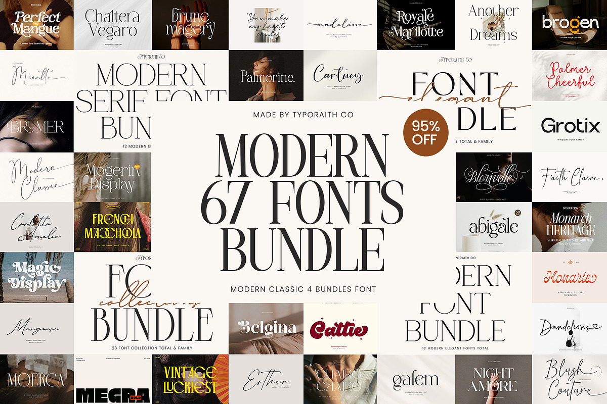 The Modern Font Bundle | 67 Fonts, a Serif Font by Typoraith Co (Photo 1 of 5)