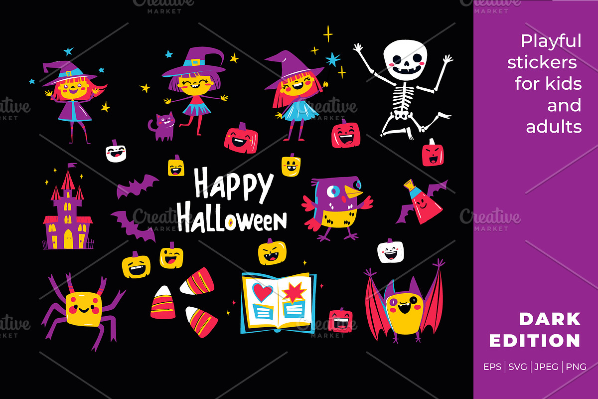 Happy Halloween Stickers Collection, a Seasonal Illustration by VasilkovS (Photo 2 of 9)