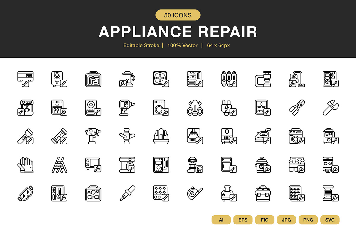 Appliance Repair Icons, an Icon by Spacepixel Creative