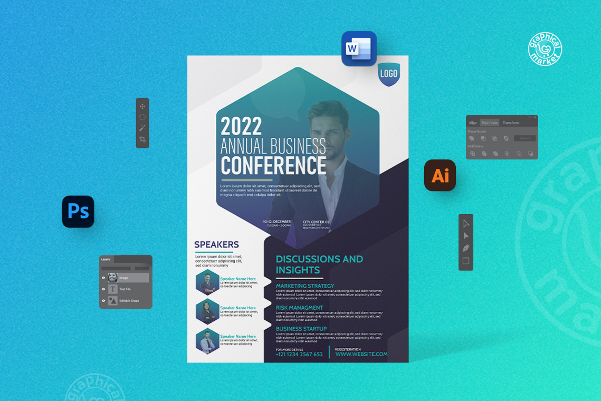 Business Conference Flyer V1, a Flyer Template by GraphicalMarket (Photo 3 of 6)