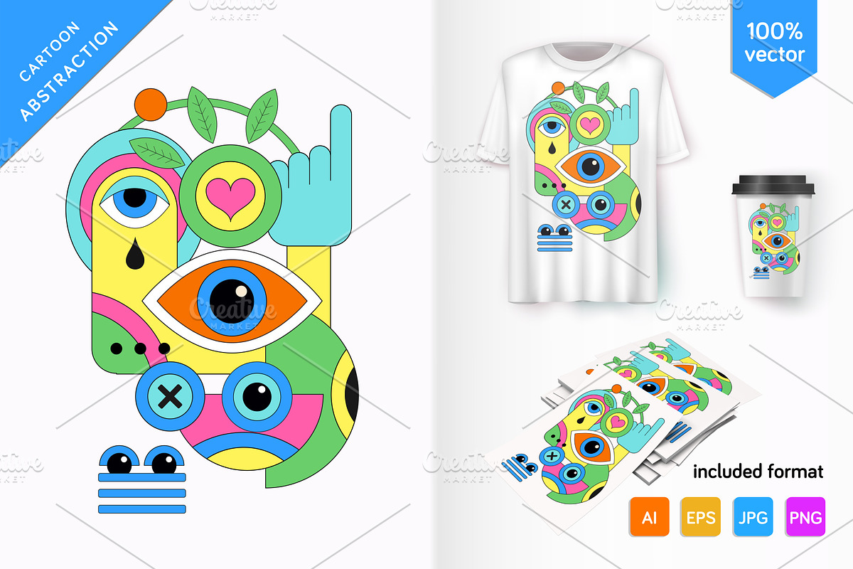 Geometric Cartoon Abstraction, a Decorative Illustration by KENO Mascots (Photo 1 of 3)