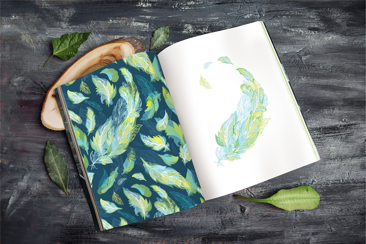 Bohemian Feathers Vector Set, a Decorative Illustration by kisikoida (Photo 9 of 16)
