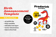 Dino – Birth Announcement Template, a Poster Template by Pia Kolle (Thumbnail 1 of 4)