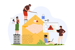 Cyber crime, hacker virus attack on, a Technology Illustration by Flashvector