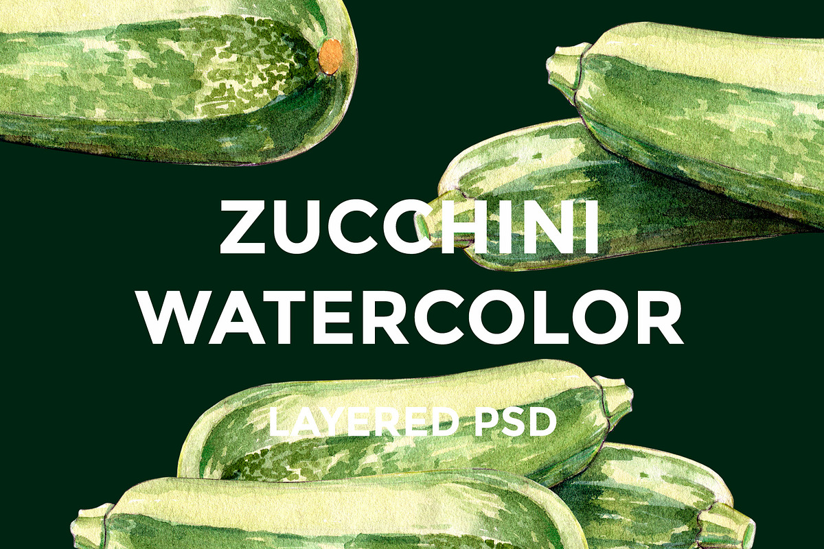 Zucchini watercolor illustrations, a Food Illustration by wedraw (Photo 1 of 4)