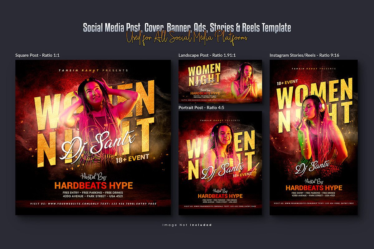 Night Party Social Media Post Bundle, a Social Media Template by Creative_View (Photo 3 of 8)