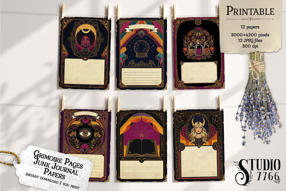 Grimoire Pages Junk Journal Papers, a Graphic by Studio 7766 (Photo 2 of 3)