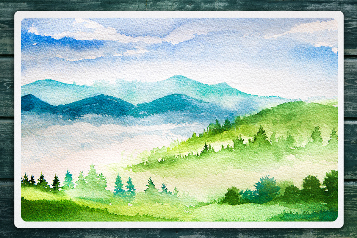 Watercolor Landscape set #3, an Animal Illustration by AlexGreenArt (Photo 2 of 8)
