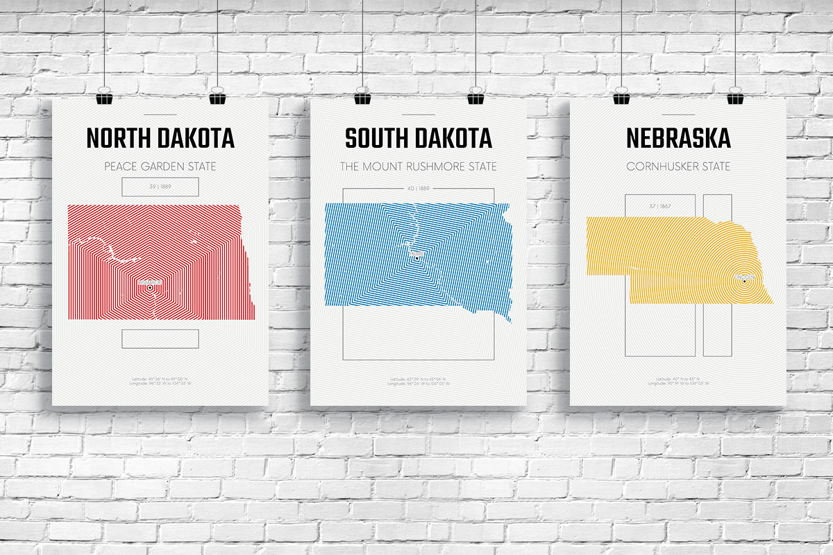 U.S. State Maps Line Art Poster set1, an Illustration by MaximGertsen (Photo 5 of 7)