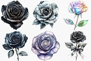Black and Silver Glam Roses Clipart, an Illustration by Canvas Craft (Thumbnail 3 of 9)