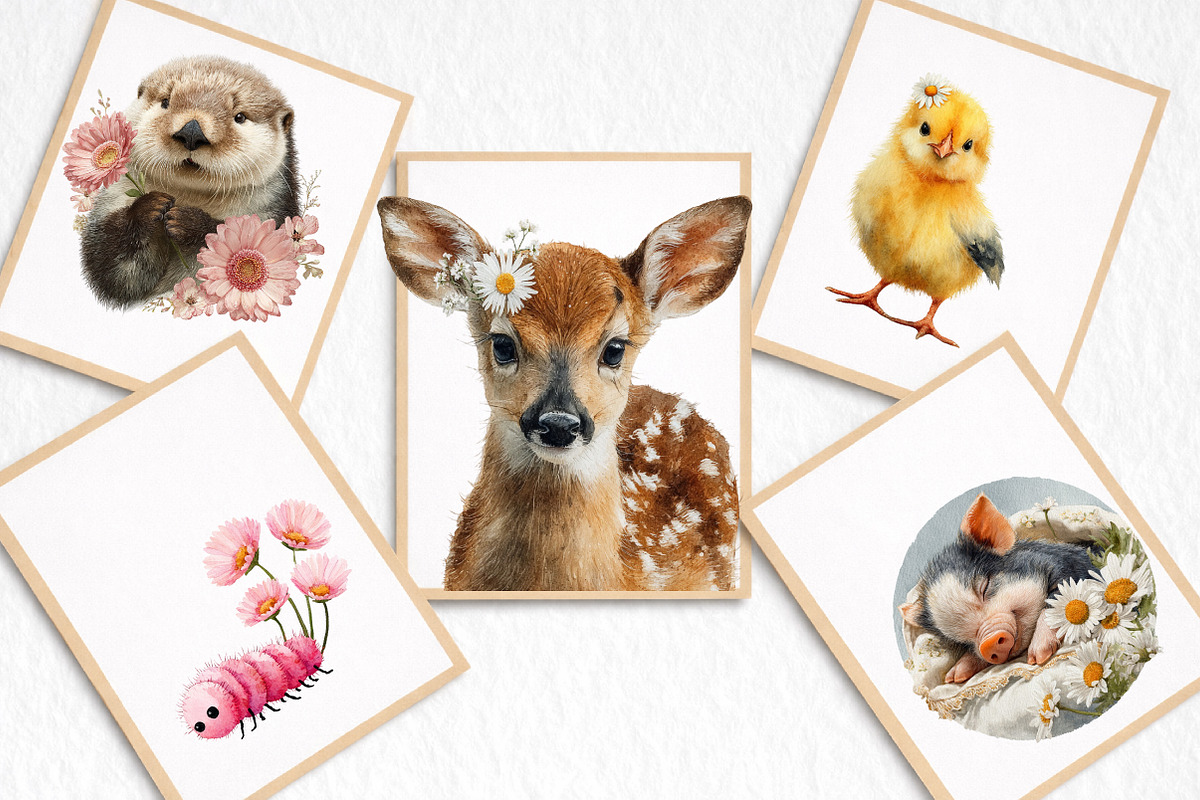 Whimsical Spring Animals Clipart, an Illustration by DreamArtGraphic (Photo 7 of 8)