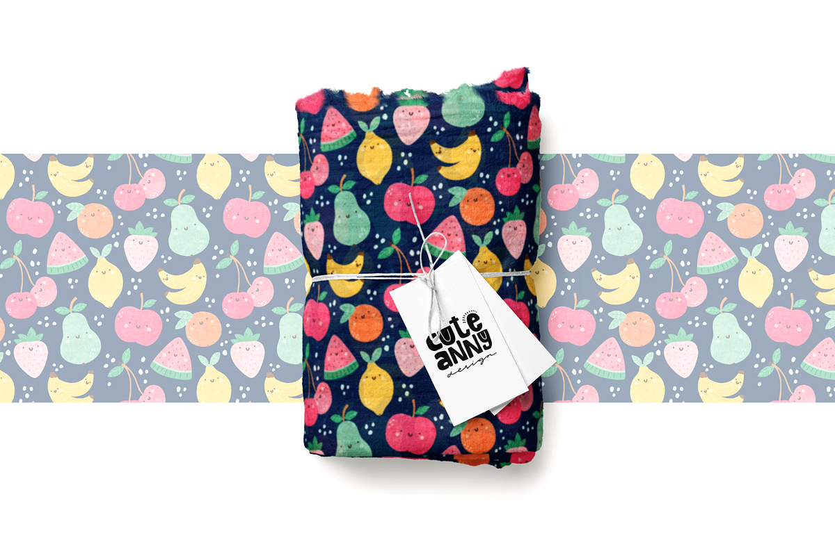 Pattern with funny fruits, a Pattern Graphic by Cuteanny Design (Photo 4 of 4)