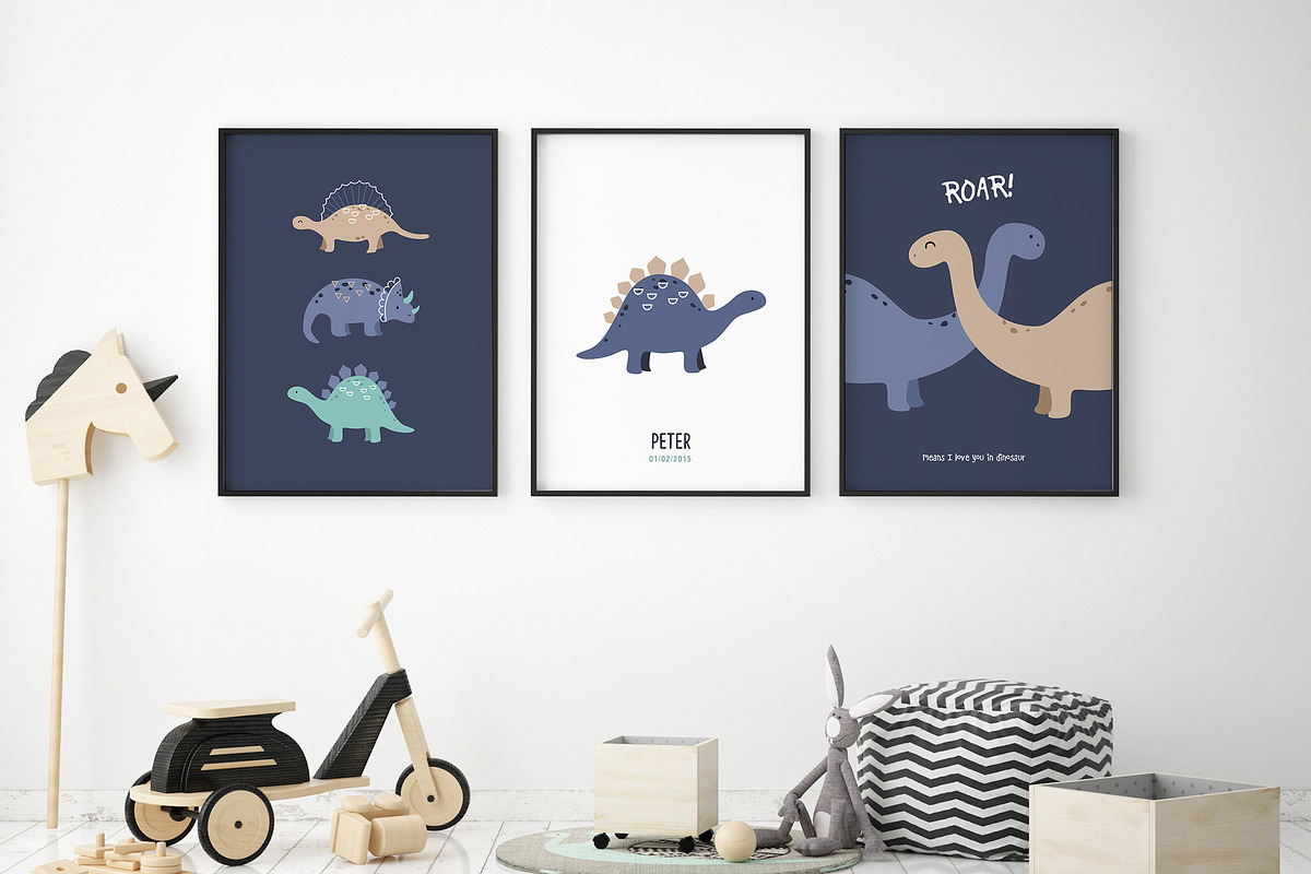 Geometric Dinosaurs - Pattern Prints, a Pattern Graphic by Brzozowska (Photo 5 of 8)