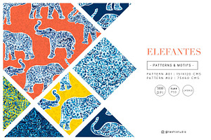 Elefantes, Luxury Indigo Patterns