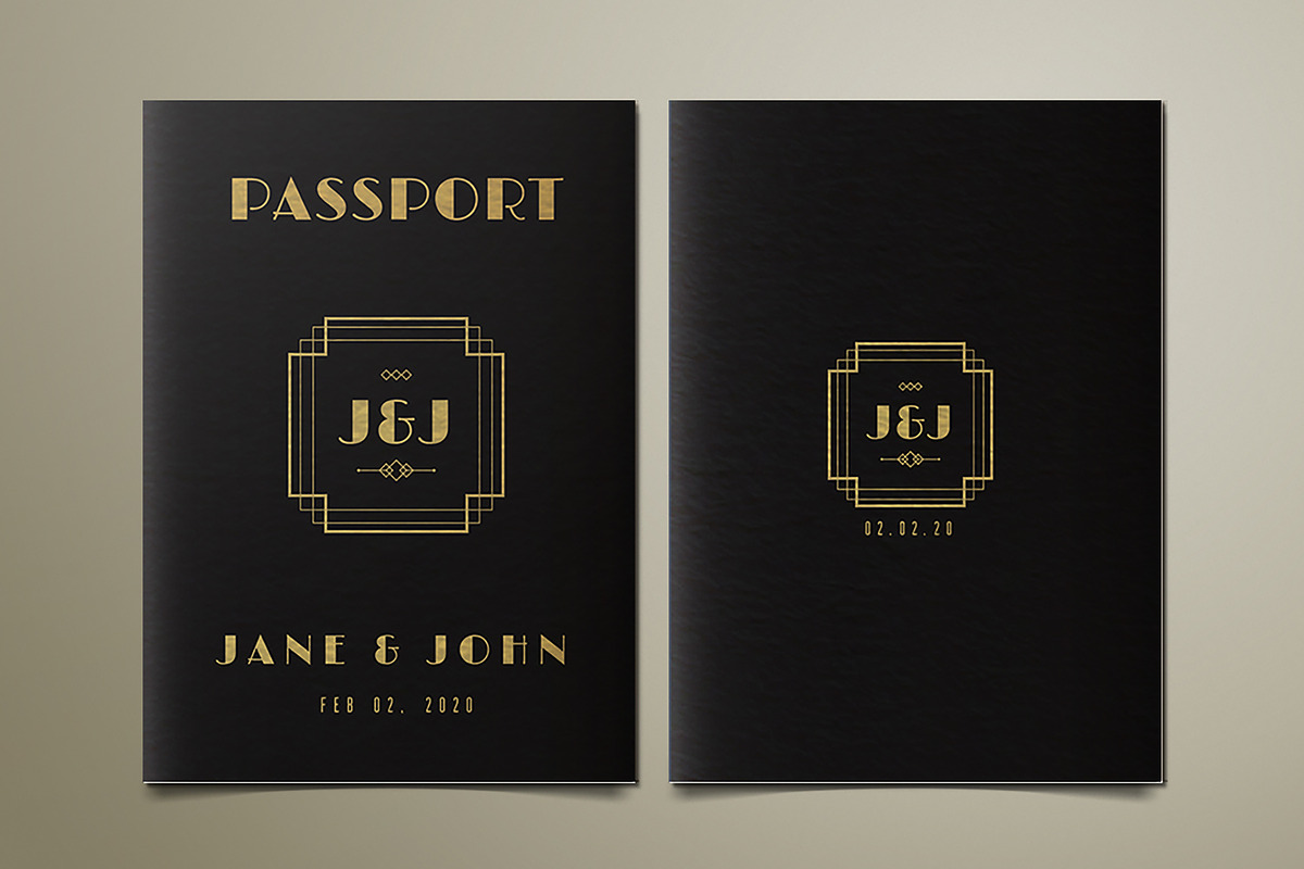 Art Deco Passport Wedding Invitation, an Invitation Template by Vynetta (Photo 4 of 7)