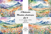 Watercolor Mountain Landscapes Set 4, a Decorative Illustration by Kat's Artful Creations (Thumbnail 1 of 10)