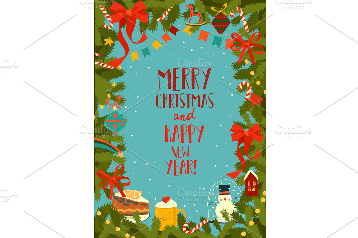 Festive Christmas Card with Fir, an Object Illustration by Maria Starus
