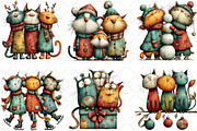 Whimsical Christmas Cats Clipart, an Illustration by Black Bird Studio (Thumbnail 4 of 6)