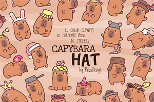 Capybara Hat Costume Clipart Set, an Animal Illustration by Palau