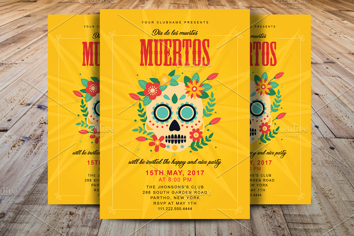 Dia De Los Muertos Flyer Template, a Flyer Template by Madhabi Studio (Photo 1 of 3)