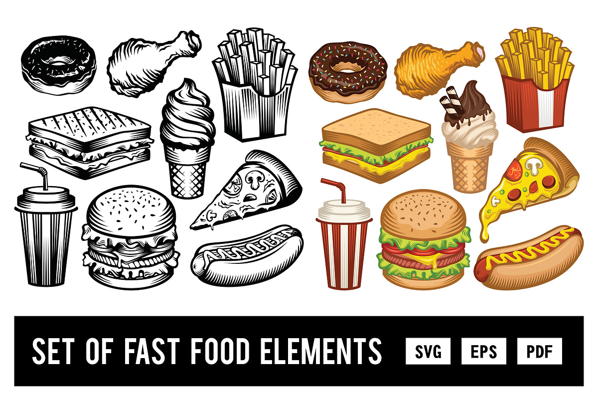 Fast Food Illustration, an Object Graphic by Nocturnal Workspace