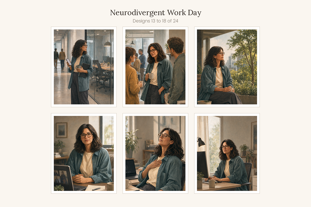 Neurodivergent at Work, Set of 24, a Person Illustration by LanternkinStudio (Photo 8 of 13)