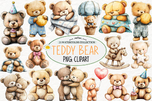 Teddy Bear Watercolor Clipart, an Illustration by Watercolor design