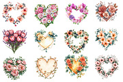 Wedding Hearts with Flowers Clipart, an Illustration by Designworld (Thumbnail 2 of 5)