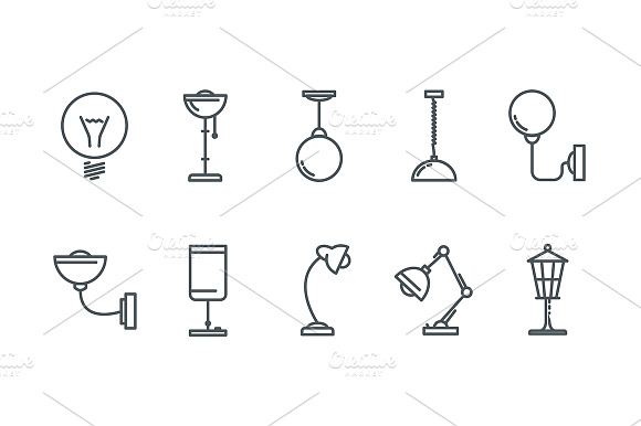Lamp Line Icons.