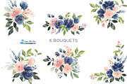 Blush and Blue Watercolor Flowers, an Illustration by Graphic Blue Bird (Thumbnail 3 of 9)
