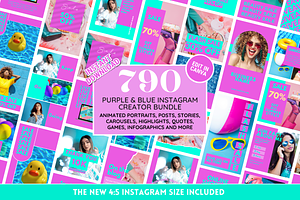 Purple & Blue Instagram Templates, a Social Media Template by SunshineStudioBoutique