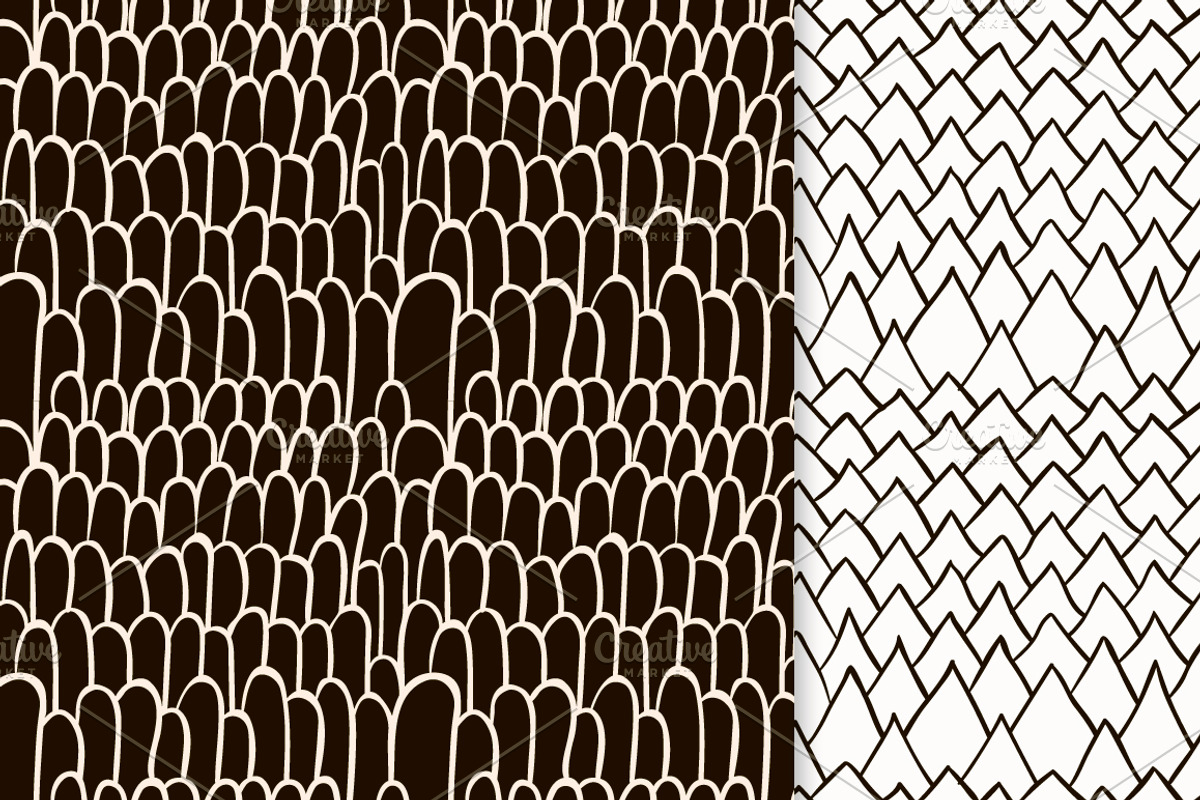 6 Black Sketched Seamless Patterns, a Pattern Graphic by Olya Creative (Photo 4 of 4)