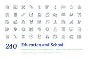 240 Education and School Line Icons, an Outline Icon by Vectors Market (Thumbnail 1 of 4)