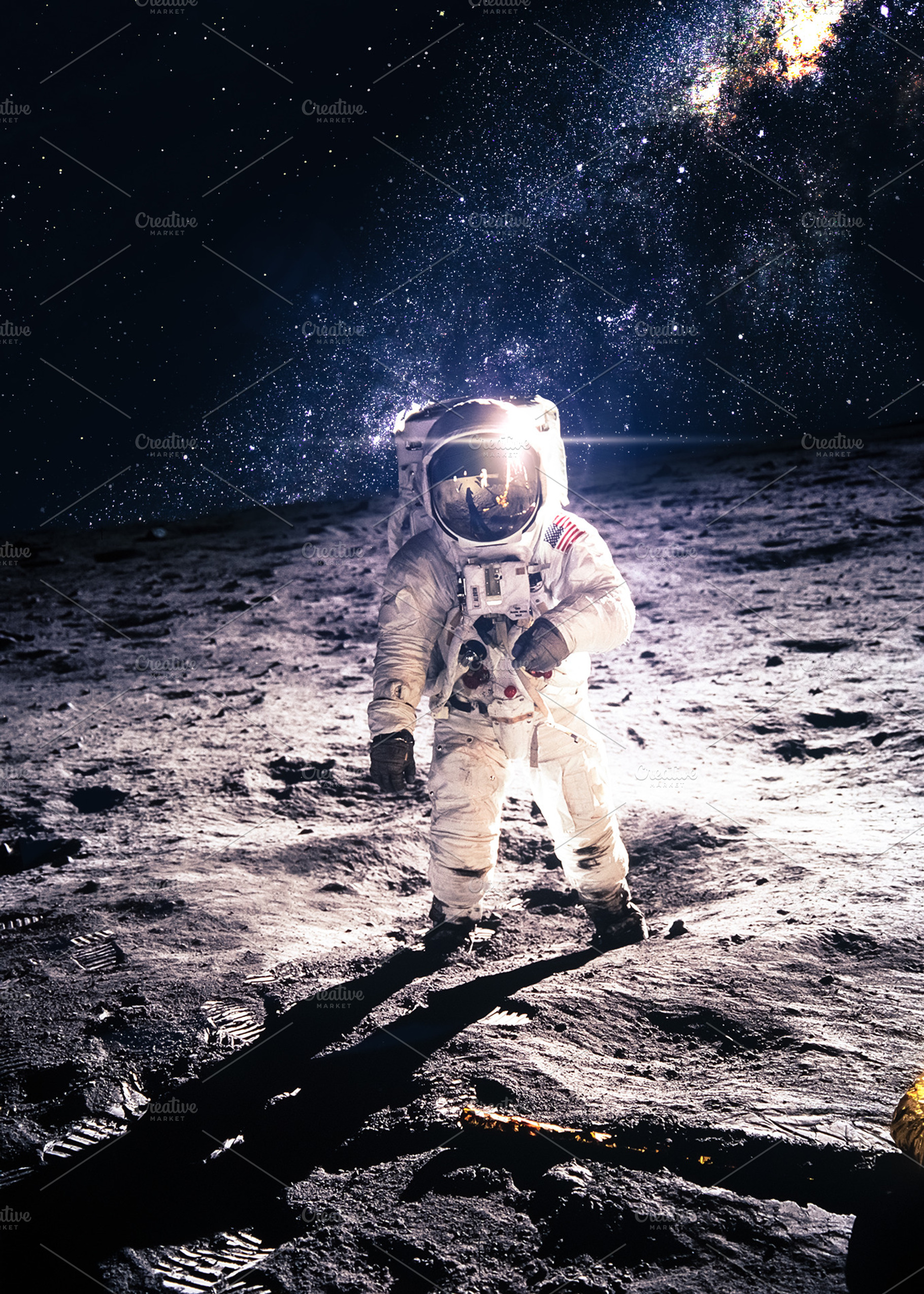 Astronaut on the moon stock photo containing space and univerce