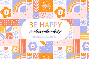 Be Happy - Seamless Pattern